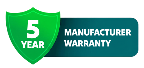 5 Year Manufacturer Warranty