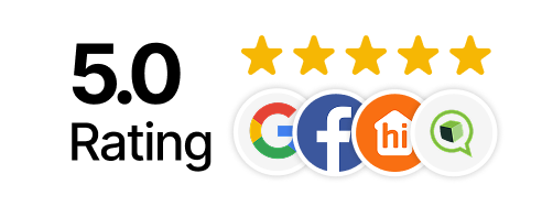 5.0 rating from Google, Facebook, hipages and Gemin3